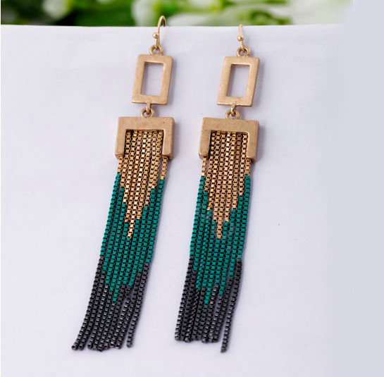 Luxury Unique Punk Tassel Drop Earrings Gold Plated Women Fashion Jewelry