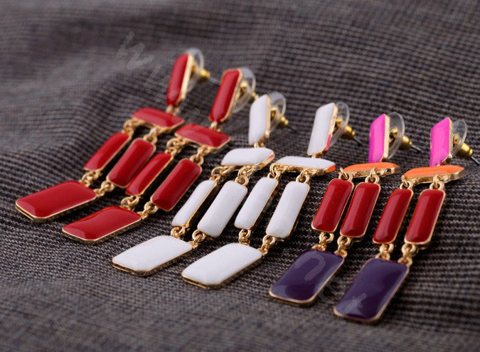 Luxury Unique White Gemstone Drop Stud Earrings Gold Plated Women Fashion Jewelry