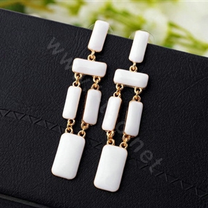 Luxury Unique White Gemstone Drop Stud Earrings Gold Plated Women Fashion Jewelry