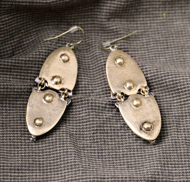 Retro White Crystal Geometric Dangle Earrings Gold Plated Women Fashion Jewelry