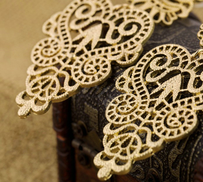 Unique Hollow Alloy Flower Stud Earrings Gold Plated Women Fashion Jewelry