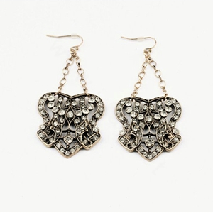 Vintage White Crystal Totem Dangle Earrings Gold Plated Women Fashion Jewelry