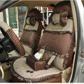 Ayrg Bowknot Dot Lace Universal Auto Car Seat Covers Plush Velvet Full Set 21pcs - Coffee beige