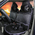Ayrg Bowknot Dot Lace Universal Auto Car Seat Covers Velvet Plush Full Set 21pcs - Black