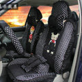 Ayrg Cartoon Bears Lace Universal Auto Car Seat Covers Velvet Plush Full Set 21pcs - Black