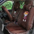 Ayrg Cartoon Bears Lace Universal Auto Car Seat Covers Velvet Plush Full Set 21pcs - Coffee