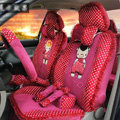 Ayrg Cartoon Bears Lace Universal Auto Car Seat Covers Velvet Plush Full Set 21pcs - Rose