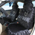 Fashion Dot Lace Universal Auto Car Seat Covers Plush Velvet Full Set 18pcs - Black