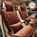 Embroidery Flower Universal Automobile Car Seat Cover Flannel Cushion 9pcs - Coffee