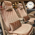 Embroidery Flower Universal Automobile Car Seat Cover Flannel Cushion 9pcs - Light coffee