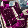 Embroidery Flower Universal Automobile Car Seat Cover Flannel Cushion 9pcs - Rose
