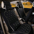 Embroidery Flower Universal Automobile Car Seat Cover Ice silk Cushion 9pcs - Black