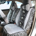 Fashion Lace 3D Flower Universal Automobile Car Seat Cover Velvet 18pcs - Grey