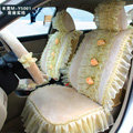 Fashion Lace 3D Flower Universal Automobile Car Seat Cover Velvet 18pcs - Yellow