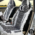 Fashion Lace Leopard Universal Automobile Car Seat Cover Velvet 18pcs - White+Black