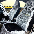 Fashion Lace Zebra Universal Automobile Car Seat Cover Velvet 18pcs - White+Black