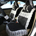 Fashion Lace flower Diamond Dot Universal Automobile Car Seat Cover Velvet 18pcs - Black