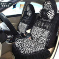 Fashion Lace flower Diamond Leopard Universal Automobile Car Seat Cover Velvet 18pcs - Black
