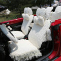 Mei Mei Bear Lace Universal Automobile Car Seat Cover Rose Velvet Cushion 8pcs - Beige