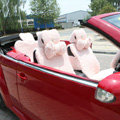 Mei Mei Bear Lace Universal Automobile Car Seat Cover Rose Velvet Cushion 8pcs - Pink