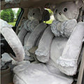 Mei Mei Bear Universal Automobile Car Seat Cover Milk Velvet Cushion 9pcs - Grey