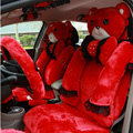 Mei Mei Bear Universal Automobile Car Seat Cover Milk Velvet Cushion 9pcs - Red