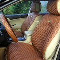 Best Universal Genuine Sheepskin Car Seat Cover Leather Wool Auto Cushion 4pcs Sets - Yellow