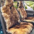 Universal Australia Real Sheepskin Car Seat Cover Sheep Wool Auto Cushion 4pcs Sets - Coffee