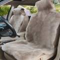Universal KQ02 Australia Real Sheepskin Car Seat Cover Sheep Wool Auto Cushion 4pcs Sets - Bean Paste