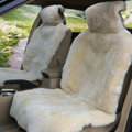 Universal KQ02 Australia Real Sheepskin Car Seat Cover Sheep Wool Auto Cushion 4pcs Sets - Ivory