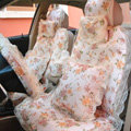 Universal Romantic Jacquard floral Print lace Auto Car Seat Cover 15pcs Sets - Beige