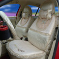 Ayrg Bowknot Polka Dots print Lace Universal Auto Car Seat Cover Ice Silk Full Set 19pcs - Beige