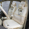 Ayrg Cute Bear Polka Dots print Lace Universal Auto Car Seat Cover Ice Silk Full Set 21pcs - Beige