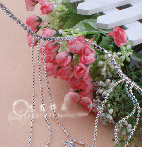 Cheapest Cross Crystal Metal Wedding Bridal Shoulder Chain Strap Necklace jewelry
