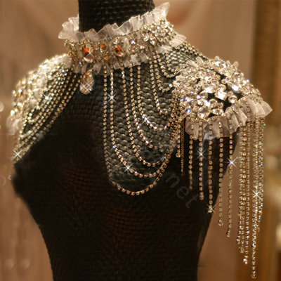 Classic Luxury Lace Crystal Zircon Wedding Bridal Shoulder Chain Strap Shawl Necklace jewelry