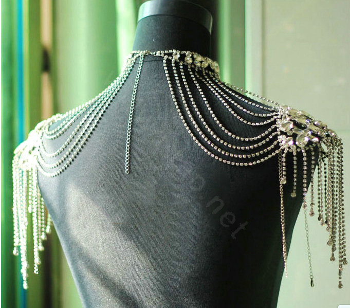 Classic Luxury Water Drop Crystal Zircon Wedding Bridal Shoulder Chain Strap Shawl Necklace jewelry
