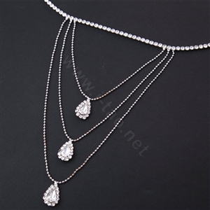 Elegant Multilayer Raindrop Crystal Wedding Bridal Shoulder Chain Strap Shawl Necklace jewelry