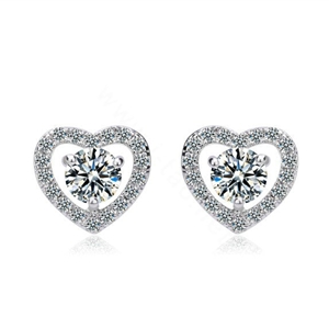 Hearts and arrows Zircon Crystal White Gold Plated Stud Earrings Women Luxury Lady Jewelry