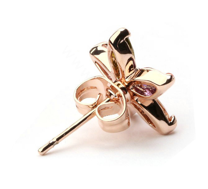 High Quality AAA Zircon Crystal Flower Gold Plated Stud Earrings Women Fashion Jewelry