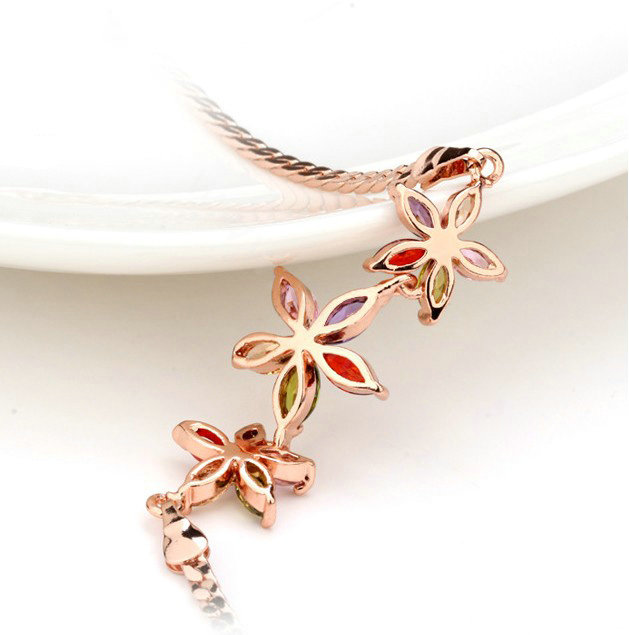 High Quality AAA Zircon Crystal Multicolor Flower 18K Rose Gold Plated Bracelet for Women Jewelry