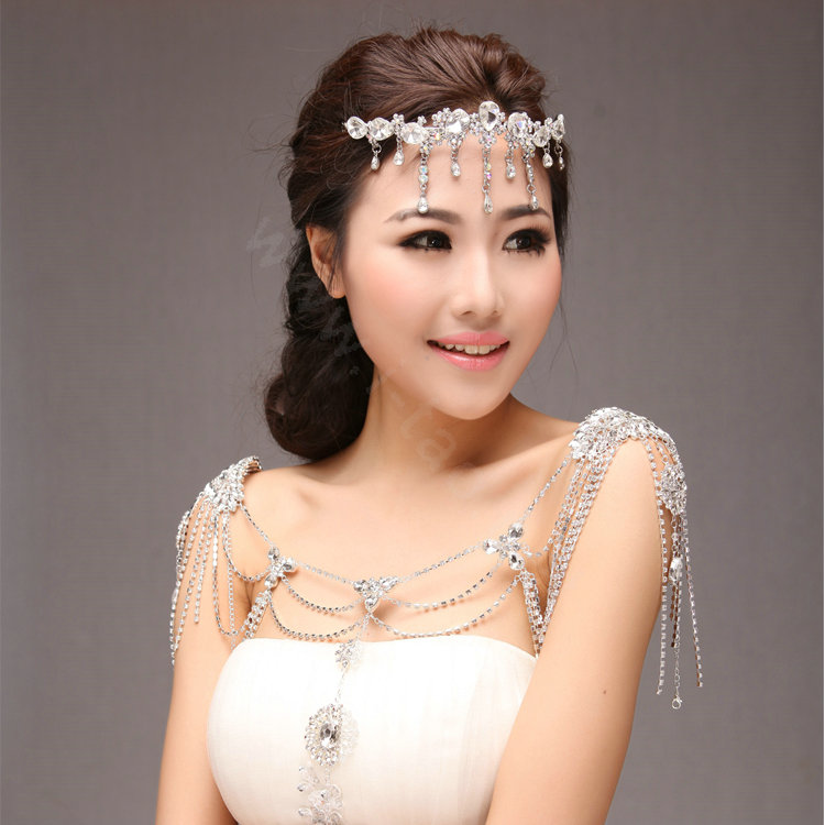 High Quality Luxury Crystal Tassel Wedding Bridal Shoulder Chain Strap Shawl Necklace jewelry