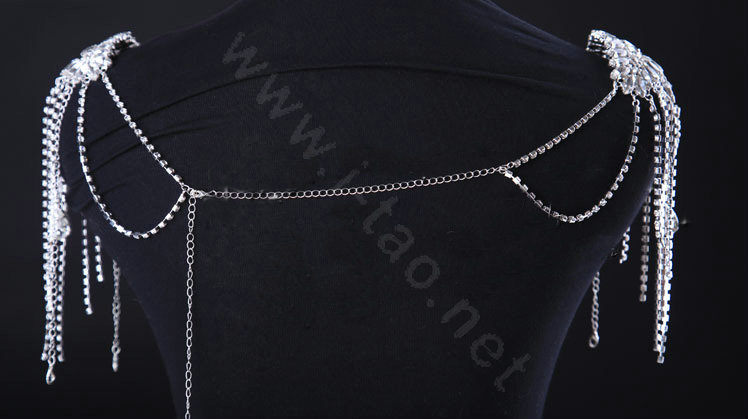 High Quality Luxury Crystal Tassel Wedding Bridal Shoulder Chain Strap Shawl Necklace jewelry