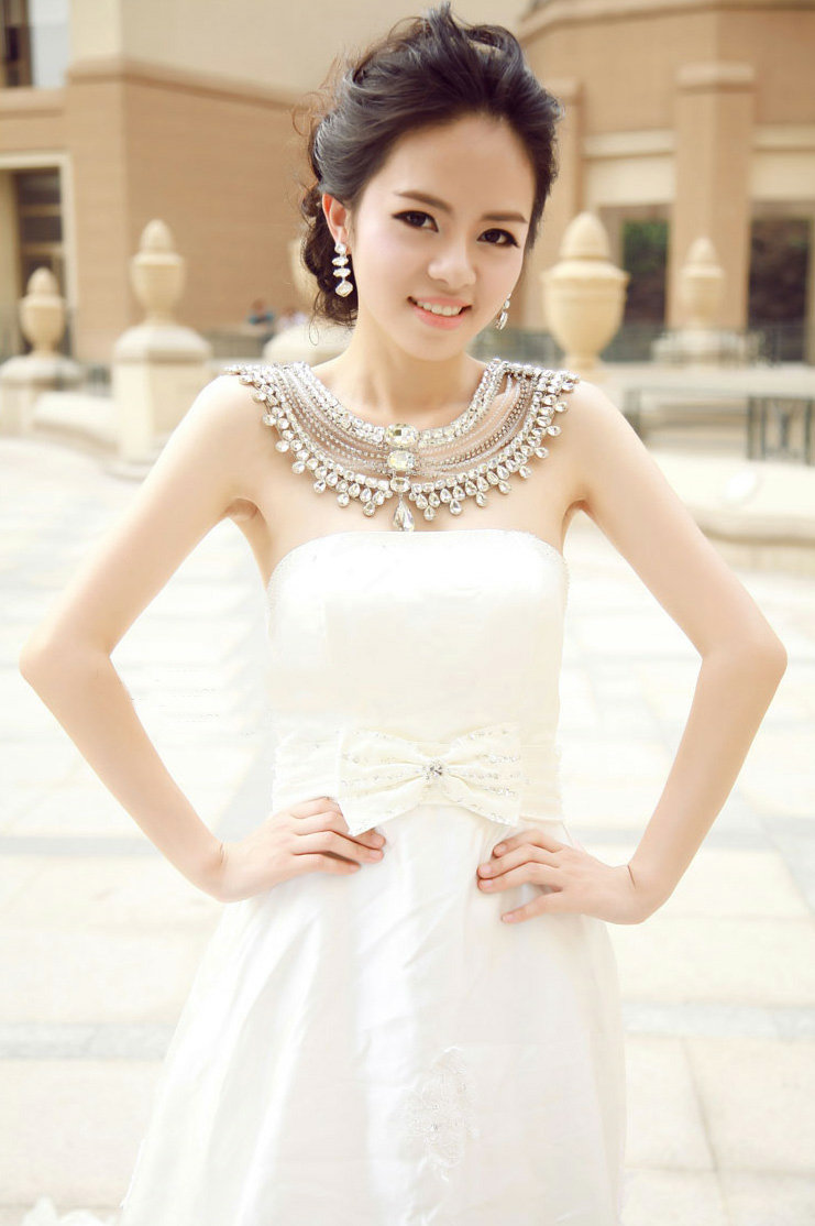High Quality Vintage Luxury Crystal Woman Wedding Bridal Shoulder Chain Shawl Necklace jewelry