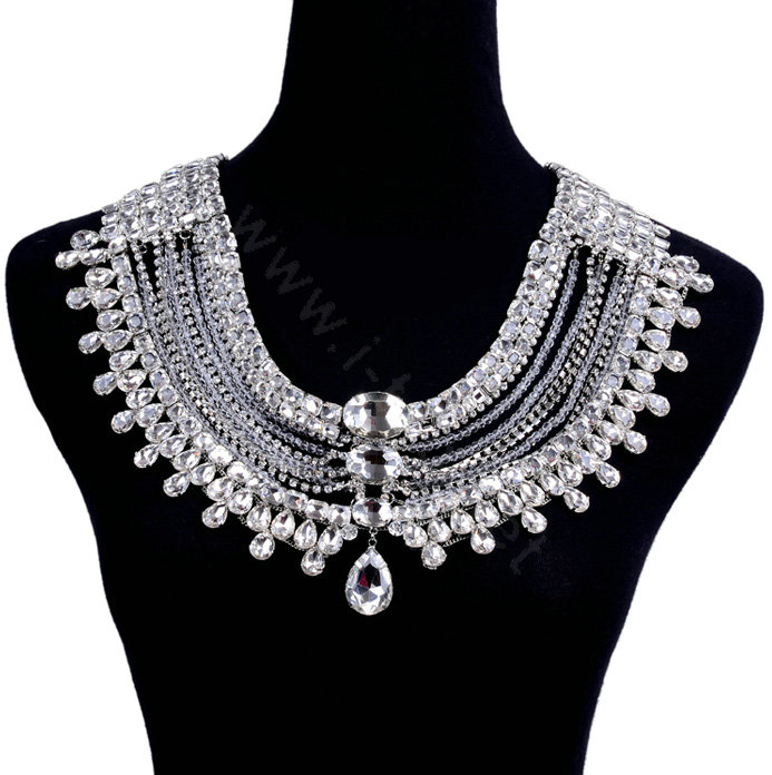 High Quality Vintage Luxury Crystal Woman Wedding Bridal Shoulder Chain Shawl Necklace jewelry