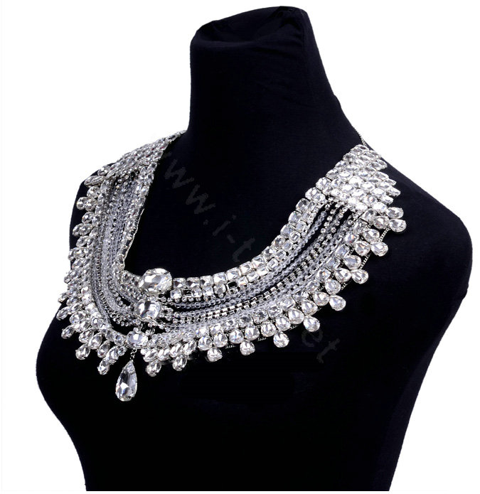 High Quality Vintage Luxury Crystal Woman Wedding Bridal Shoulder Chain Shawl Necklace jewelry