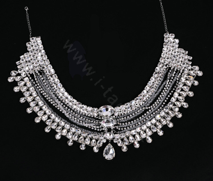 High Quality Vintage Luxury Crystal Woman Wedding Bridal Shoulder Chain Shawl Necklace jewelry