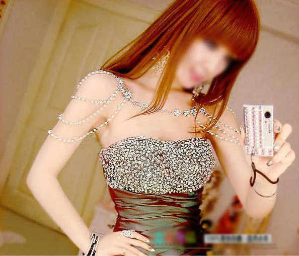 Hot Sell Flower Pearl Crystal Wedding Bridal Shoulder Chain Strap Shawl Necklace jewelry