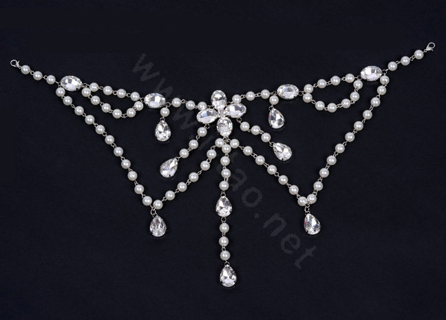 Hot Sell Pearl Crystal Wedding Bridal Shoulder Chain Strap Shawl Necklace jewelry