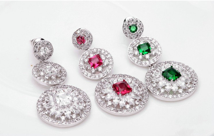 Hotsale White Gold Plated AAA Zircon Rhinestone Drop Stud Earrings Fashion for Women Banquet