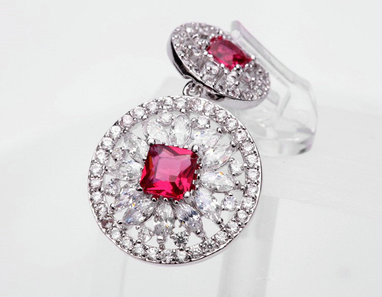 Hotsale White Gold Plated AAA Zircon Rose Rhinestone Drop Stud Earrings Fashion for Women Banquet